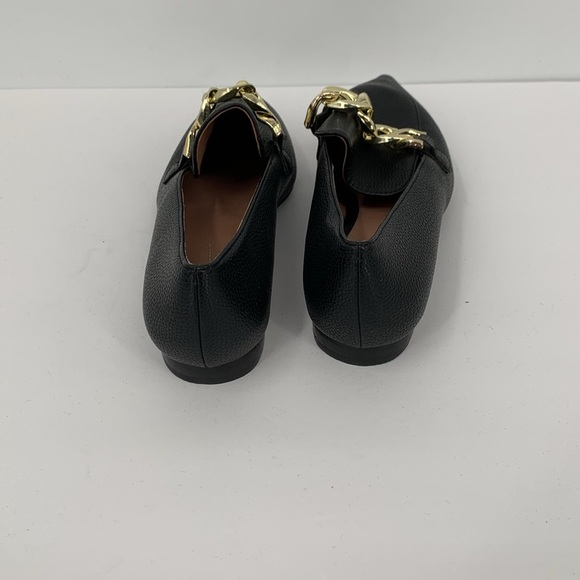 Linea Paolo Mabel pointed toe slip-on loafer black gold chain shoe preppy 4.5 - Picture 5 of 6